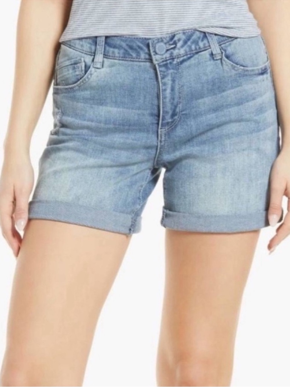 Wit & Wisdom Washed Light Blue Cuffed Denim Shorts